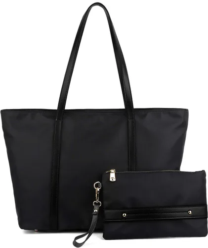 Vista 3 de YALUXE Bolso de mano para mujer, bolso de hombro de nailon de cuero para mujer, bolso de trabajo de gran capacidad, bolso imprescindible