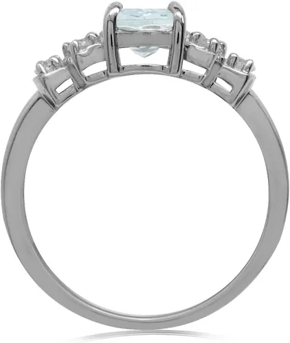 Vista 3 de Silvershake 8X6mm Oval Shape Gemstone White Gold Plated 925 Sterling Silver Engagement Ring Jewelry for Women