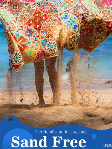 Vista 5 de OCOOPA - Toalla de playa de microfibra que no retiene arena, toalla de viaje de gran tamaño, accesorios de playa ligeros y compactos, toallas