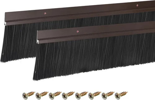 Vista 16 de uxcell 2 piezas barredor de cepillo inferior para puerta forma H base de aleación de aluminio con cepillo de nailon de 0.4 pulgadas para hogar