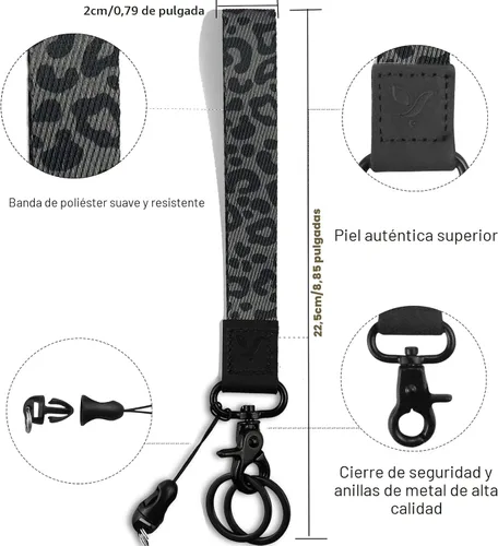 Vista 2 de Yiflin Lindo Cordón de Muñeca para Llaves, Llavero, Cartera, Soporte de Identificación, Teléfono Celular, Cordón de Muñeca Soporte de Llavero Cadena