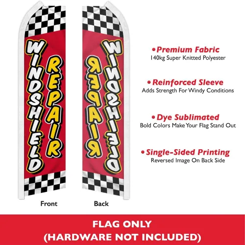 Vista 2 de Infinity Republic Bandera Swooper para reparación de parabrisas, color rojo, 138 x 30 pulgadas, perfecta para talleres de reparación de automóviles