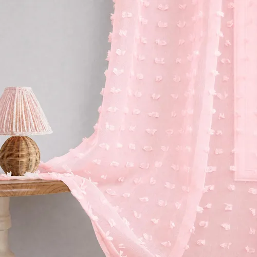 Vista 29 de Cortinas Beige Semitransparentes de 63 Pulgadas de Largo para Dormitorio, Sala de Estar, Guardería Infantil, Ventana con Diseño de Pompón