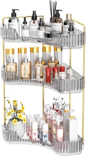 Vista 10 de GTI Organizador de maquillaje de 2 niveles, organizador de encimera de baño de gran capacidad, organizador de perfumes, cosméticos para el cuidado