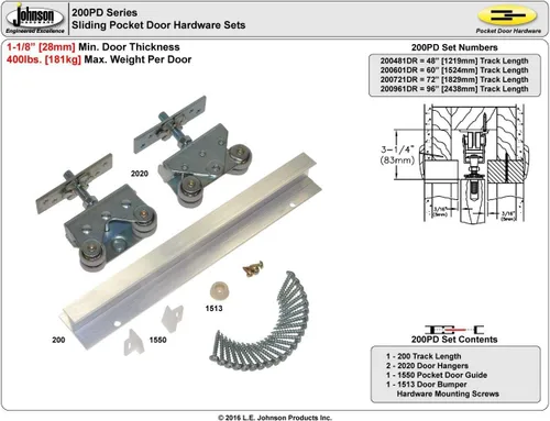 Vista 6 de Johnson Hardware Herrajes para puertas correderas y de bolsillo de grado comercial 200PD (72")