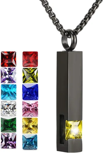 Vista 85 de YOUFENG collar con urna para cenizas, cubos de piedras natales, urna para cenizas humanas, collar de urna de cremación, relicario, recuerdo