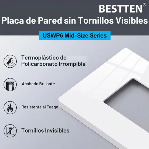 Vista 3 de BESTTEN - Placa de pared decorativa sin tornillos de 1 banda, tamaño mediano de 4.88 pulgadas de alto x 3.11 pulgadas de ancho, USWP6 blanco nieve