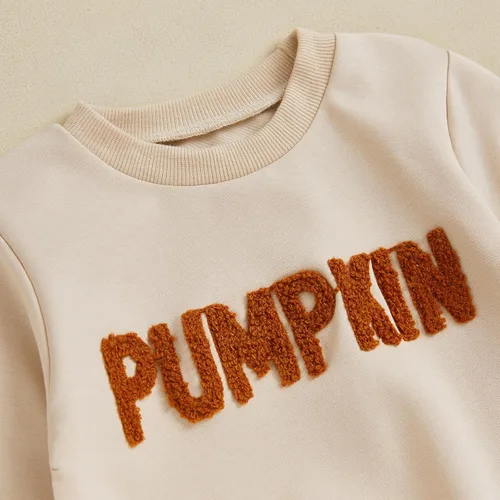 Vista 51 de Traje de Halloween para bebé niña, manga larga, cuello redondo, letras de fantasma, parte superior con estampado de fantasma, parte inferior