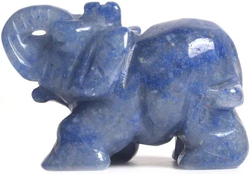Vista 6 de Angelstones Piedra de sangre africana natural tallada con piedras preciosas de elefante curativo de cristal de guardián, estatua de figurilla