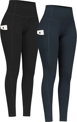 Vista 20 de PHISOCKAT Paquete de 2 pantalones de yoga de cintura alta con bolsillos, leggings de control de abdomen, leggings de yoga elásticos en 4 direcciones