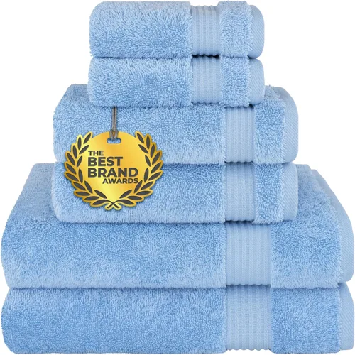 Vista 124 de Cotton Paradise Juego de 6 toallas, 100% algodón suave y absorbente turco para baño, 2 toallas de baño, 2 toallas de mano, 2 toallitas, juego