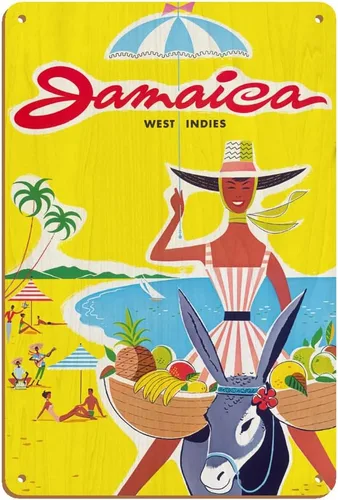 Vista 5 de Pacifica Island Art Jamaica – West Indies – Caribe – Vendedor jamaicano de frutas de playa en burro – Póster de viaje vintage c.1950s – Cartel