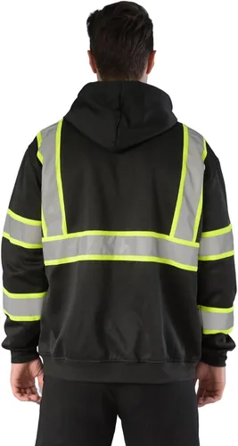 Vista 2 de sesafety Class 3 High Visibility Sweatshirt for Men,Hooded Pullover,Hi-Vis Safety Hoodie Pullover Sweatshirt