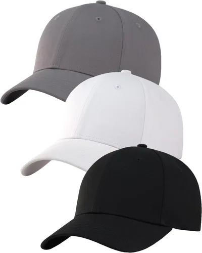 Vista 22 de Paquete de 3 gorras de béisbol de algodón liso con correa trasera, ajustables, de perfil bajo, para hombres y mujeres 3 Negro