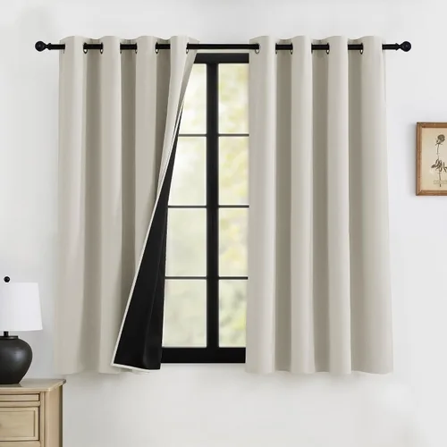 Vista 16 de RYB HOME Cortinas 100% opacas de 63 pulgadas de largo, cortinas de ventana de eficiencia energética y reducción de ruido para dormitorio, sala