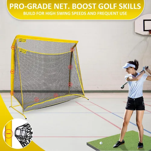 Vista 6 de Golf Hitting Net with Extra Striking Net, Heavy Duty Golf Practice Net for Golfer Backyard Driving Swing, Golf Impact Net Cage Metal Frame with
