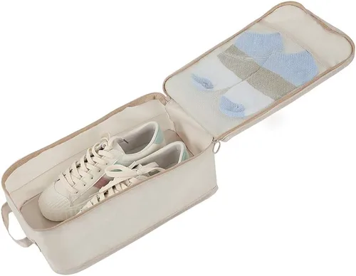 Vista 5 de Belsmi Juego de 8 cubos de embalaje con bolsa de zapatos, organizador de equipaje de viaje de compresión