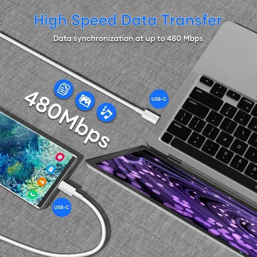 Vista 5 de DFLASHS Paquete de 4 cables USB C de carga rápida de 60 W para iPhone