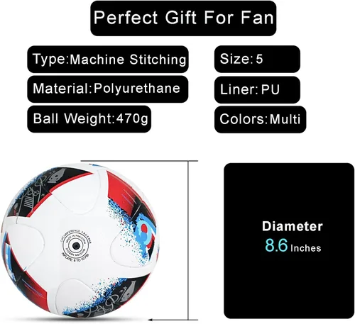 Vista 2 de Euro Cup Soccer Ball Tamaño 5 – 2016 Francia Final Match Football Réplica Regalo icónico de recuerdos para amantes y coleccionistas del fútbol
