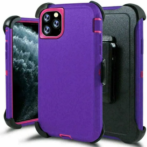 Vista 14 de Defender - Funda diseñada para iPhone 13 Pro Max, funda protectora híbrida a prueba de golpes, diseño de doble capa, cubierta de clip para cinturón