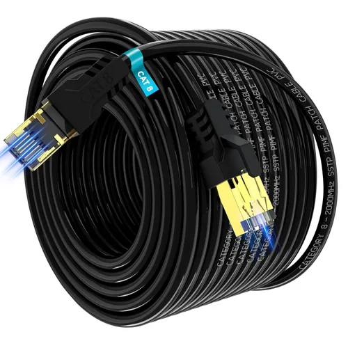 Vista 11 de Cable Ethernet Cat 8 de 3 pies, 6 pies, 10 pies, 20 pies, 40 pies, 50 pies, 100 pies, 150 pies, 40 pies, 40 Gbps, 2000 Mhz, 26 AWG, conector RJ45