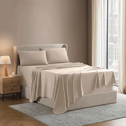 Vista 45 de Nestl - Juego de sábanas tamaño individual, sábanas de cama, color blanco, bolsillo profundo de 3 piezas 01-Blanco