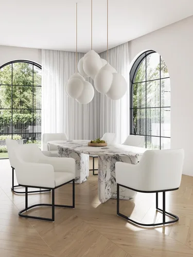 Vista 3 de Manhattan Comfort Serena - Silla de comedor de piel sintética de 18.7 pulgadas, color crema