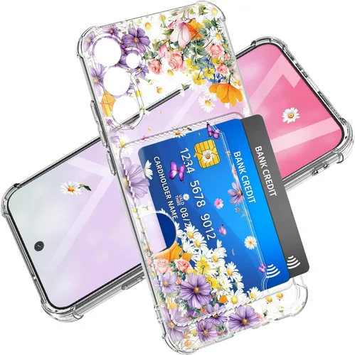 Vista 21 de Funda para Samsung Galaxy S23 FE con protector de pantalla, suave, a prueba de golpes, transparente, floral, funda protectora para mujer, diseño