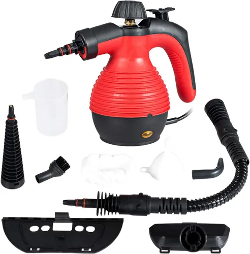 Vista 11 de Goplus Limpiador de vapor presurizado de mano con accesorios de 9 piezas, vaporizador multiusos con bloqueo de seguridad para cortina de alfombra