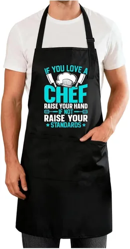 Vista 26 de Delantales divertidos para hombres y mujeres, perfectos para cocina, barbacoa, hornear, esposa, marido, regalo de cumpleaños para papá