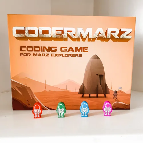 Vista 3 de ¡Juego CoderMarz para aprendices de espacio e IA! Presentado en NBC: El primer juego de mesa para niños y niñas de 6 años en adelante. Enseña sobre