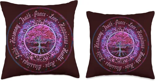 Vista 3 de Amelia Carrie Truth, Peace, Love, Happiness, Harmony, Blessings, Health Throw Pillow, 16x16, Multicolor