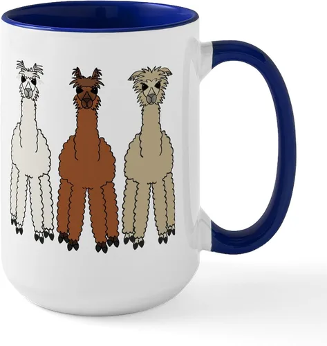 Vista 9 de CafePress Alpaca (No Text) Large Mug 15 oz (444 ml) Ceramic Coffee Mug