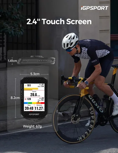Vista 2 de iGPSPORT BSC300T Ordenador de bicicleta inalámbrico GPS, navegación GPS con pantalla táctil, mapas sin conexión, advertencia fuera de ruta
