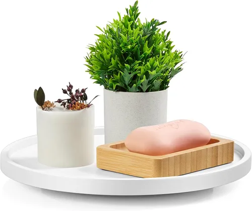 Vista 12 de Organizador Giratorio Lazy Susan de Madera de Acacia de 9", Lazy Susan para Organización de Mesa, Gabinete, Comedor, Despensa, Encimera, Alacena