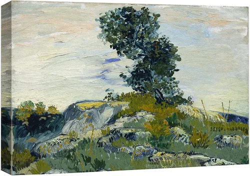 Vista 51 de Van Gogh - Lienzo con diseño giclée de olivos con cielo amarillo y sol, arte de pared de galería, estirado y enmarcado, listo para colgar, 24 x 36