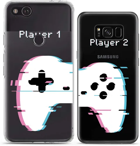 Vista 6 de Fundas a juego para parejas compatibles con iPhone 16 15 14 13 12 11 Pro Max Mini Xs X 6s 8 Plus 7+ Xr 10 SE 5 Game Player Relación Amigo Novio