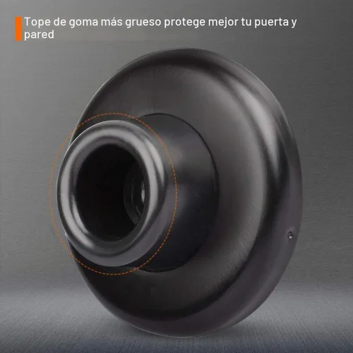 Vista 2 de Tope de Puerta de Pared Cóncavo Negro – Cubierta de Acero Inoxidable de 2-1/2" de Diámetro Exterior con Tope de Goma Negro de 1-1/8" – Fácil