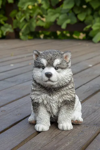 Vista 2 de HI-LINE Regalo Malamute - Estatua sentada para cachorros, color marrón