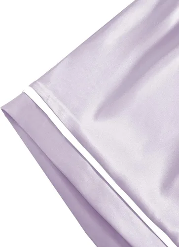 Vista 4 de LYANER Conjunto de pijama de 2 piezas de satén sedoso de manga corta con botones para mujer