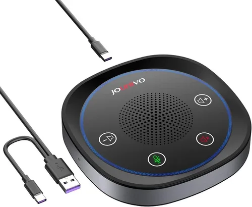Vista 8 de Micrófono de altavoz USB, micrófono de computadora omnidireccional para conferencia, con captación de voz de 360º, botones de sensor táctil