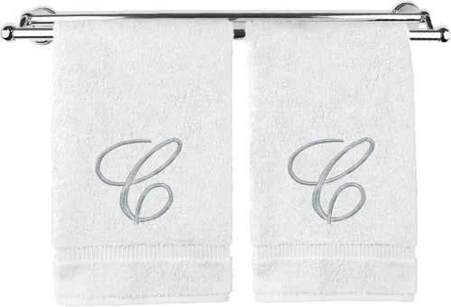 Vista 135 de Toalla de mano con monograma, regalo personalizado, 16 x 30 pulgadas, extra absorbente, 100% algodón turco, acabado de rizo suave, para baño, cocina
