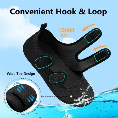 Vista 5 de BARERUN Zapatos de agua para mujeres y hombres, secado rápido, descalzos, playa, caminar, kayak, surf, yoga, sandalias ajustables anchas