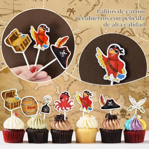 Vista 3 de WERNNSAI 49 piezas de decoración pirata para cupcakes
