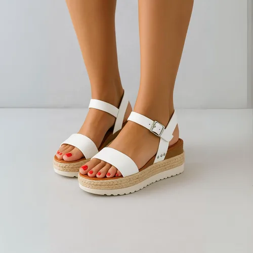 Vista 5 de Sandalias de plataforma CUSHIONAIRE Melissa estilo alpargata para mujer con correa al tobillo ajustable y plantilla de espuma viscoelástica