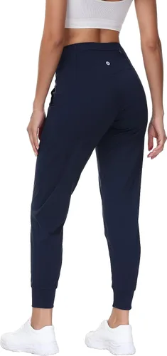 Vista 2 de Pantalones deportivos para mujer con bolsillos de cintura alta pantalones de trabajo de yoga pantalones cónicos ligeros con cintura elástica