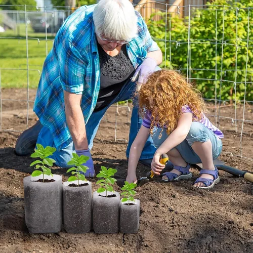 Vista 4 de 400 bolsas de plantación, bolsas transpirables no tejidas para plántulas, adecuadas para jardinería doméstica en interiores y exteriores