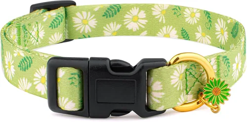 Vista 12 de Collar de perro hecho a mano para perros pequeños, medianos y grandes, verde aguacate con colgante, collares de moda para otoño e invierno (pequeño)