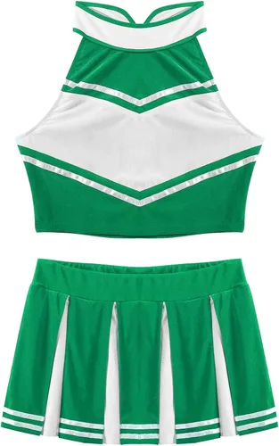 Vista 4 de TSSOE Disfraz de líder de animación para mujer, uniforme de animadora para adultos, top corto con minifalda plisada