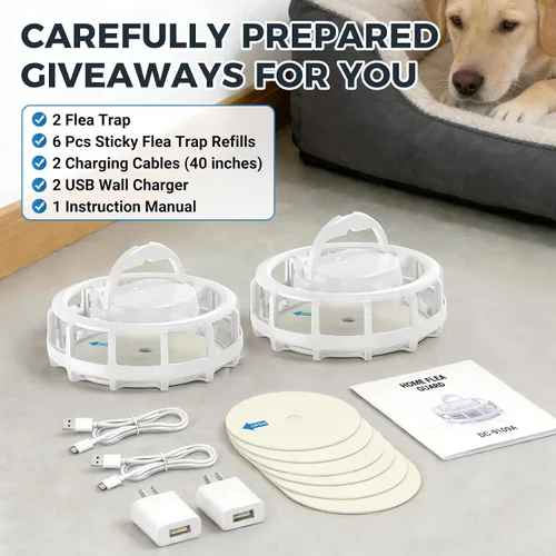 Vista 6 de 2-Pack Flea Trap with 6 Sticky Pads, Hanging Light Trap for Home